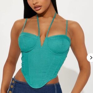 Teal Strappy Women's Top large nwt